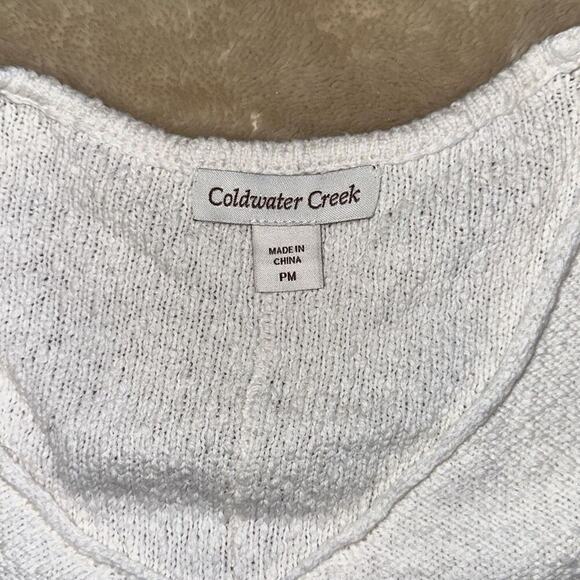 Coldwater Creek Cream Short Sleeve Sweater | Sz PM - Picture 3 of 5